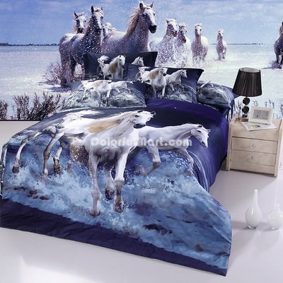 Gift Ideas Horses Blue Bedding Sets Teen Bedding Dorm Bedding Duvet Cover Sets 3D Bedding Animal Print Bedding