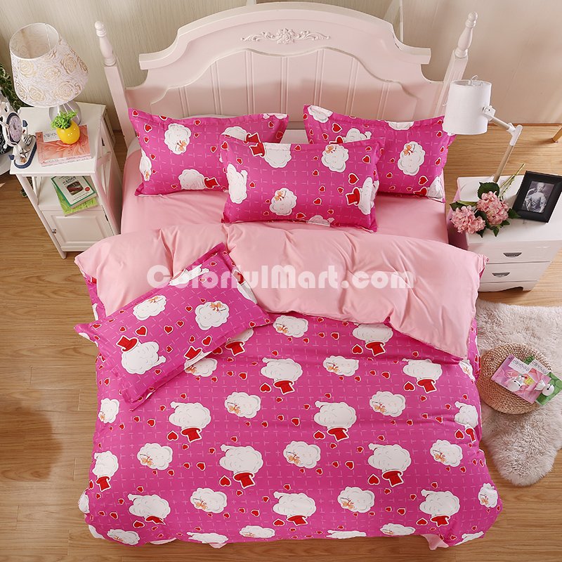 Tempting Heart Red Bedding Set Duvet Cover Pillow Sham Flat Sheet Teen Kids Boys Girls Bedding - Click Image to Close