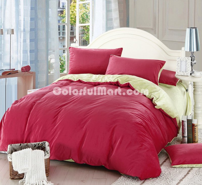 Brick Red And Green Modern Bedding Sets - Click Image to Close