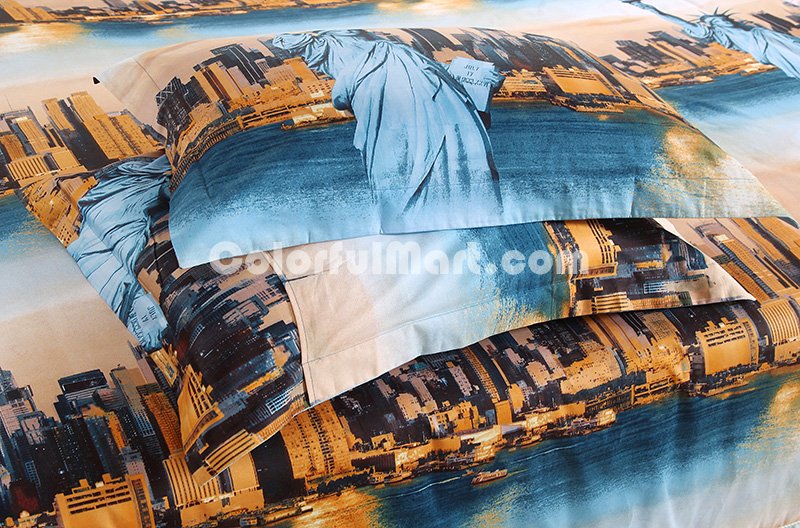 The Statue Of Liberty Orange Bedding Sets Duvet Cover Sets Teen Bedding Dorm Bedding 3D Bedding Landscape Bedding Gift Ideas - Click Image to Close
