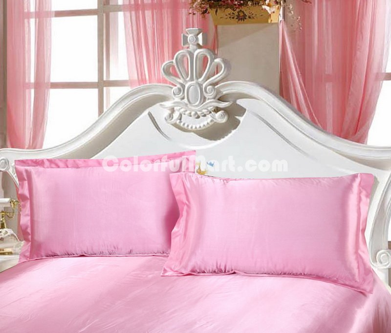 Pink Silk Bedding Set Duvet Cover Silk Pillowcase Silk Sheet Luxury Bedding - Click Image to Close