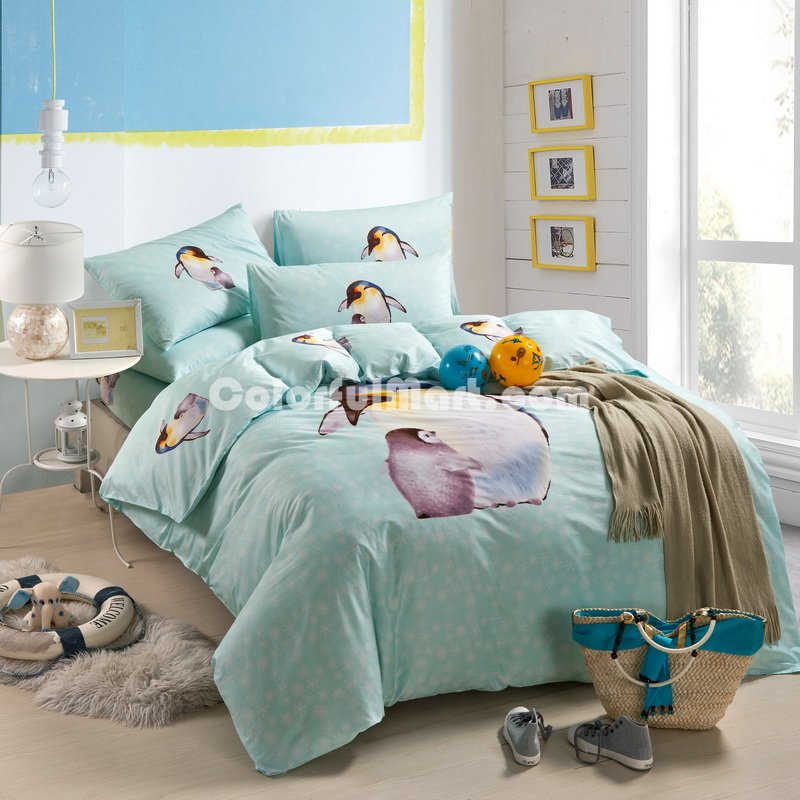 Penguin Blue Cartoon Bedding Kids Bedding Girls Bedding Teen Bedding - Click Image to Close