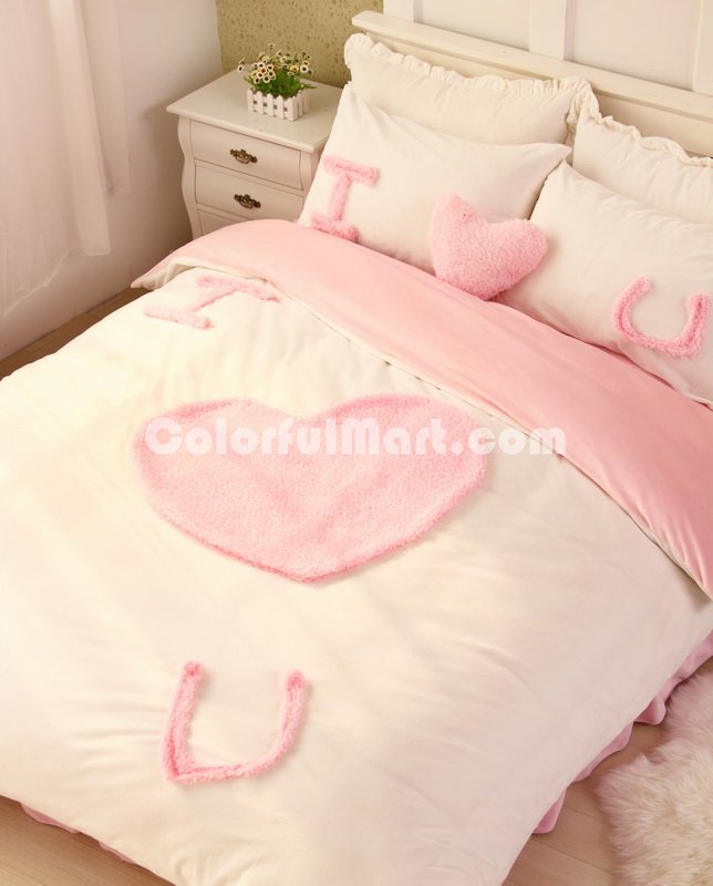 I Love U Pink Princess Bedding Girls Bedding Women Bedding - Click Image to Close
