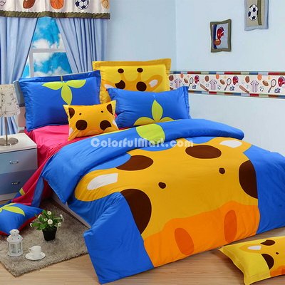 Giraffe Blue Bedding Set Kids Bedding Duvet Cover Set Gift Idea