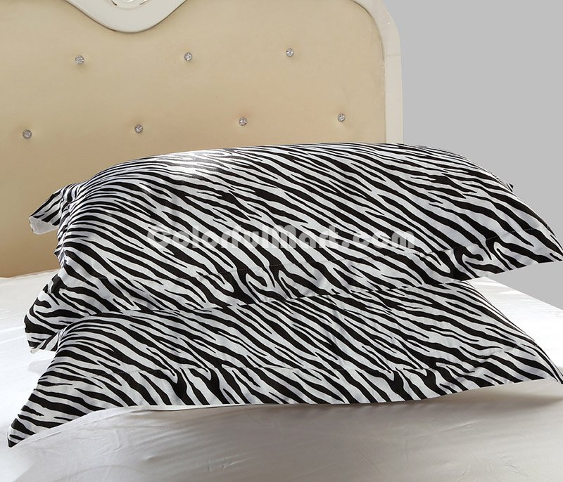 Zebra Print White Silk Duvet Cover Set Silk Bedding - Click Image to Close