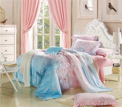 First Date Pink Bedding Set Girls Bedding Floral Bedding Duvet Cover Pillow Sham Flat Sheet Gift Idea