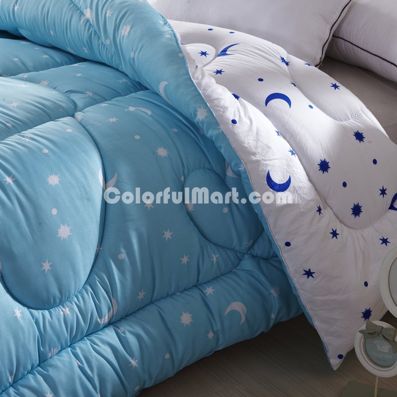 Star Knows My Heart Lake Blue Comforter Moons And Stars Comforter Down Alternative Comforter - Click Image to Close