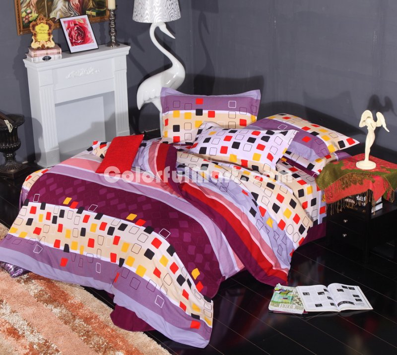 Happy Squares Cheap Modern Bedding Sets - Click Image to Close
