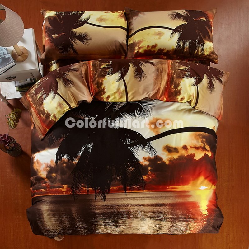 Hawaiian Scenery Brown Bedding 3d Duvet Cover Set - Click Image to Close