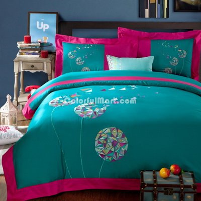 Dandelions Promise Cyan Bedding Girls Bedding Teen Bedding Luxury Bedding
