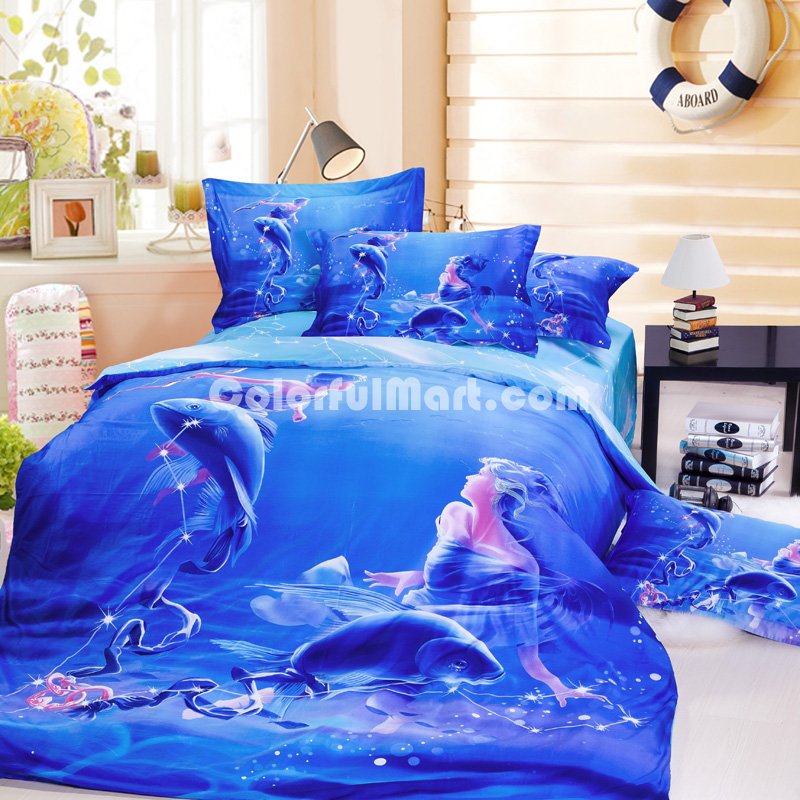 Pisces Oil Painting Style Zodiac Signs Bedding Set - Click Image to Close