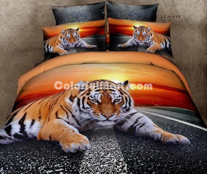 The King Of Tigers Yellow Bedding Animal Print Bedding 3d Bedding Animal Duvet Cover Set - Click Image to Close