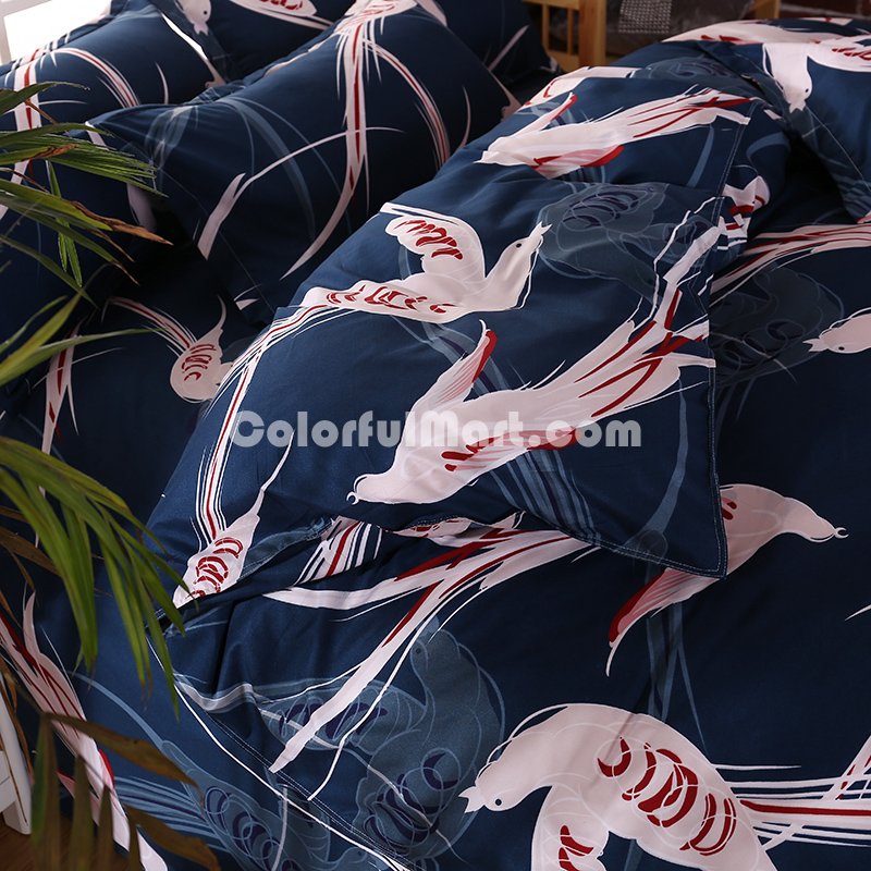 Birds Blue Bedding Set Duvet Cover Pillow Sham Flat Sheet Teen Kids Boys Girls Bedding - Click Image to Close