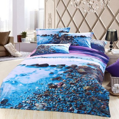 Beach Purple Bedding Sets Duvet Cover Sets Teen Bedding Dorm Bedding 3D Bedding Landscape Bedding Gift Ideas