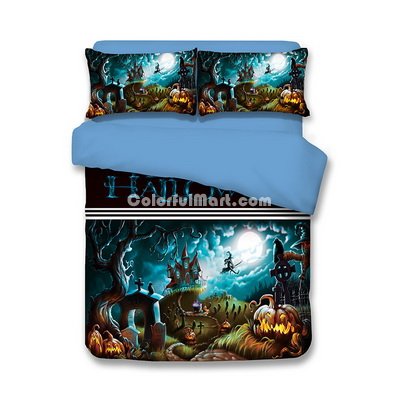 Halloween Forest Blue Bedding Duvet Cover Set Duvet Cover Pillow Sham Kids Bedding Gift Idea