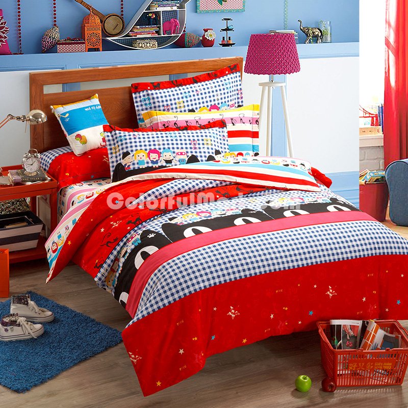 Happy Friend Red Teen Bedding College Dorm Bedding Kids Bedding - Click Image to Close