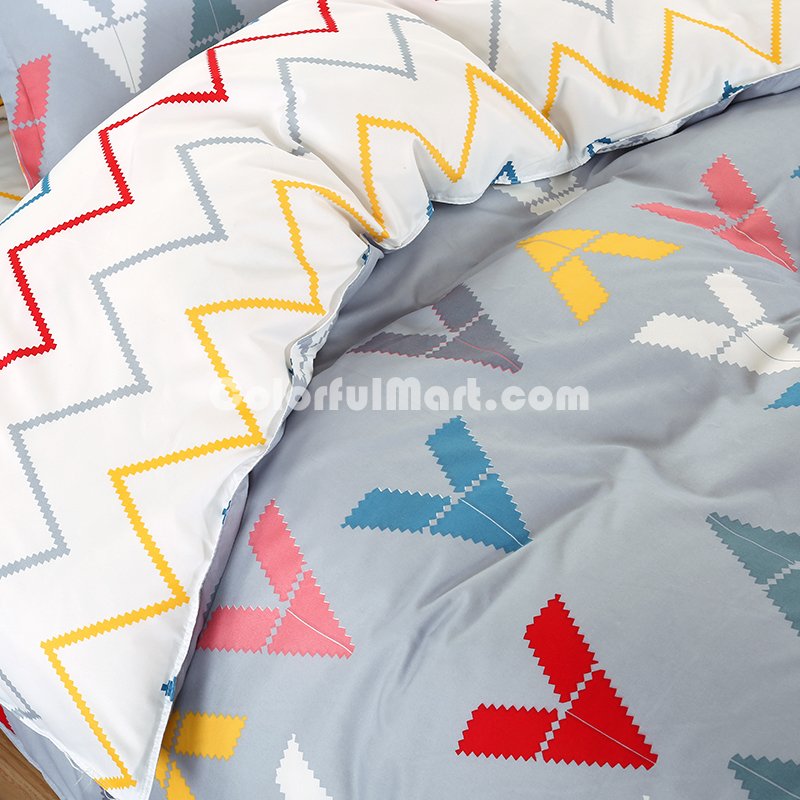 V Grey Bedding Set Duvet Cover Pillow Sham Flat Sheet Teen Kids Boys Girls Bedding - Click Image to Close