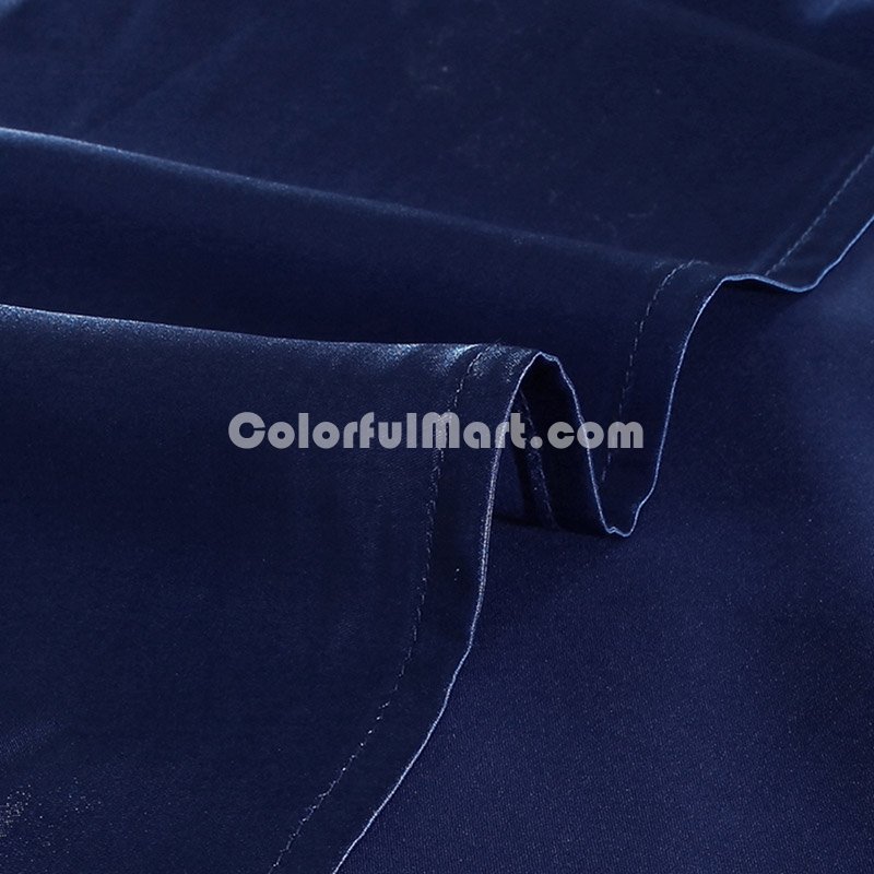 Pure Enjoyment Navy Blue Silk Bedding Silk Duvet Cover Set - Click Image to Close