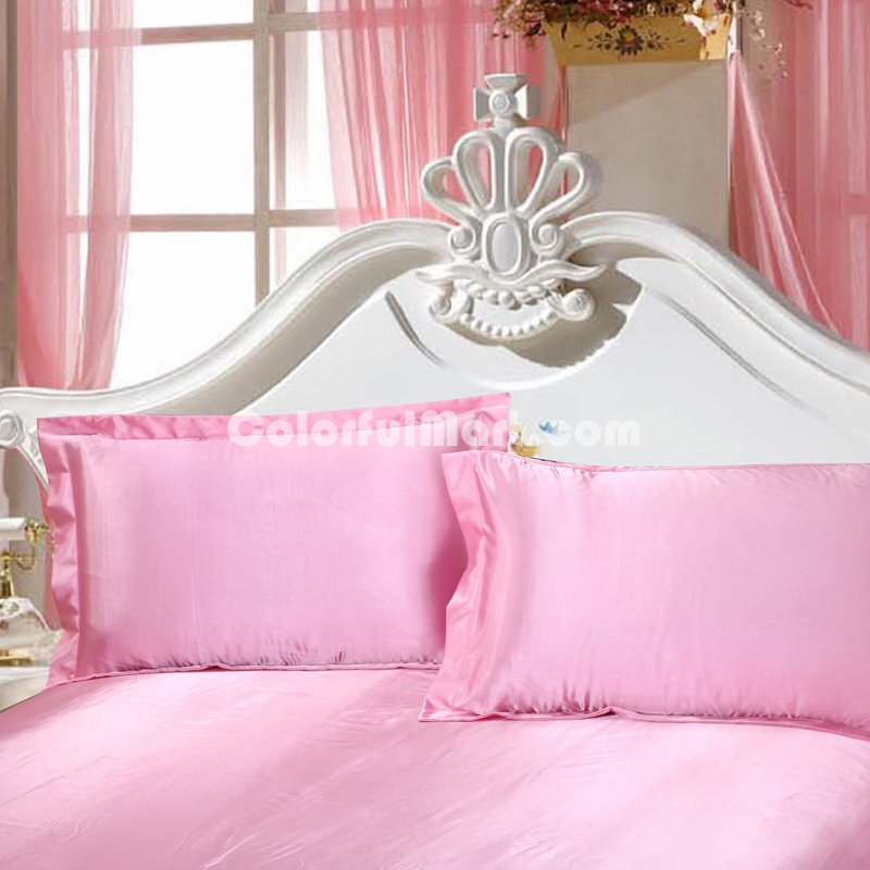 Pink Silk Pillowcase, Include 2 Standard Pillowcases, Envelope Closure, Prevent Side Sleeping Wrinkles, Have Good Dreams - Click Image to Close