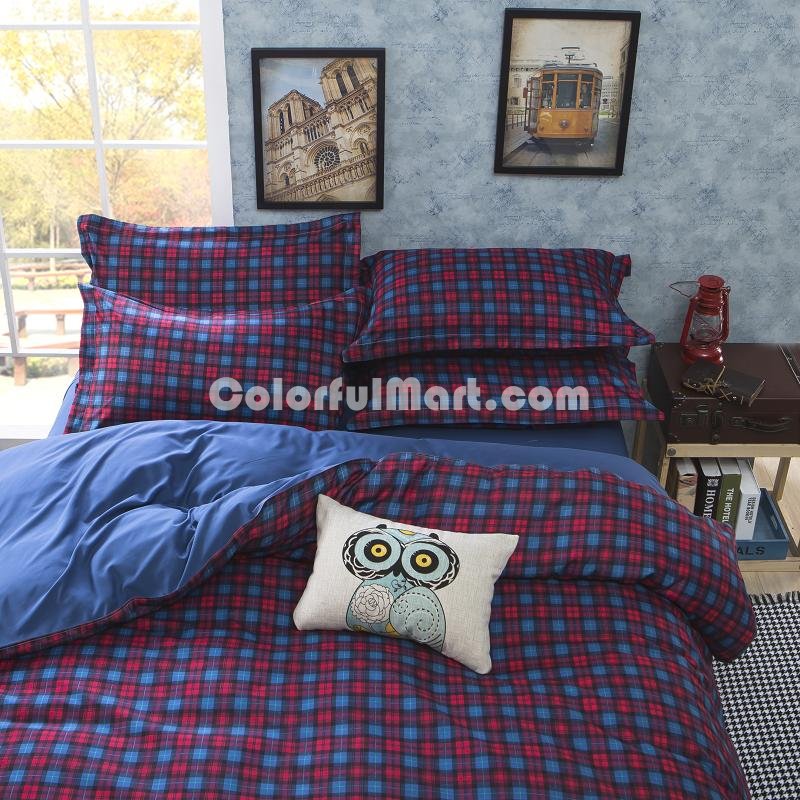 Tartan Purple Bedding Set Modern Bedding Cheap Bedding Discount Bedding Bed Sheet Pillow Sham Pillowcase Duvet Cover Set - Click Image to Close
