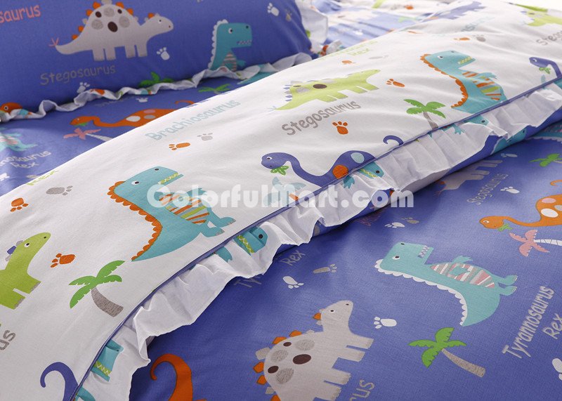 Cartoon Dinosaur Blue Dinosaur Bedding Set - Click Image to Close