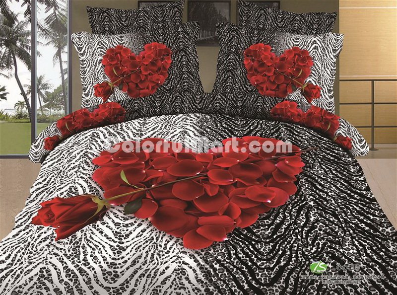 Closer Hearts Red Bedding Rose Bedding Floral Bedding Flowers Bedding - Click Image to Close