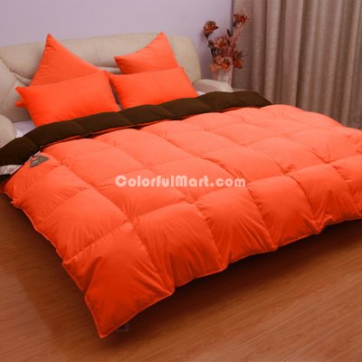 Orange And Mocha Goose Down Comforter