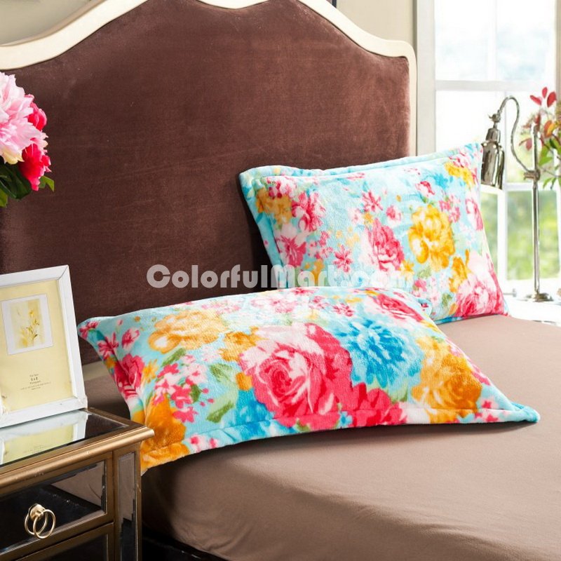 Flowers Blooming Light Blue Flowers Bedding Flannel Bedding Girls Bedding - Click Image to Close