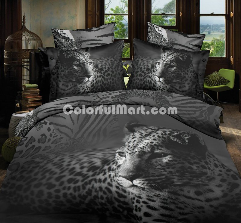 Leopard And Zebra Print Gray 3d Bedding Luxury Bedding - Click Image to Close