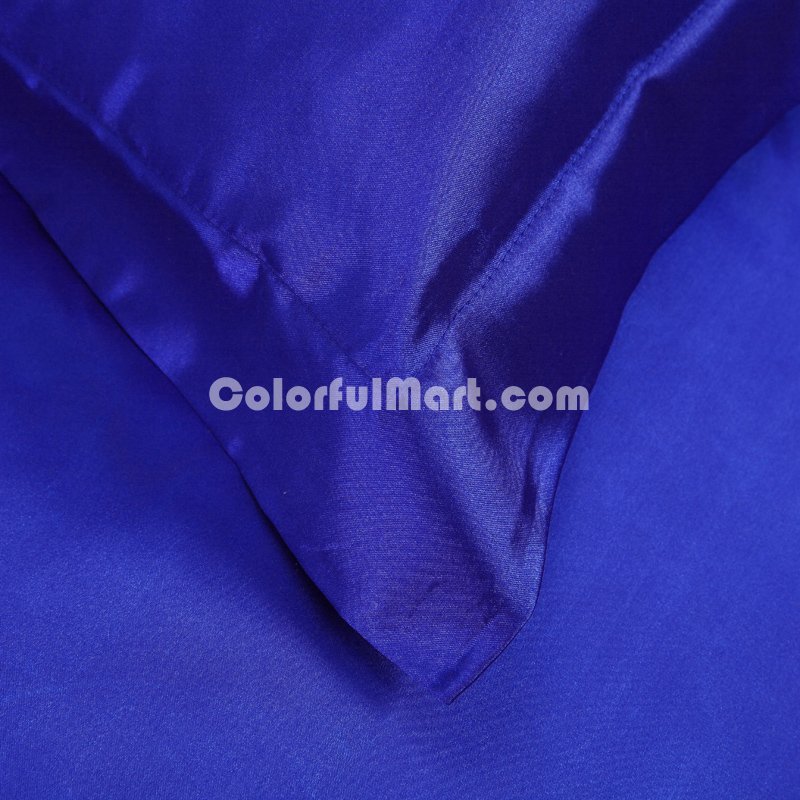 Royal Blue Silk Bedding Set Duvet Cover Silk Pillowcase Silk Sheet Luxury Bedding - Click Image to Close