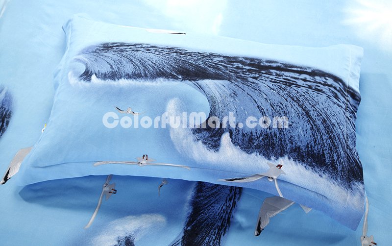 Sea Gull Sky Blue Bedding 3D Duvet Cover Set - Click Image to Close
