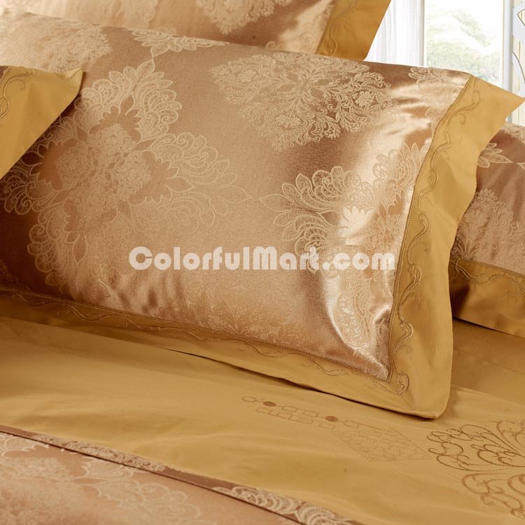 European Classical Golden 4 PCs Luxury Bedding Sets - Click Image to Close