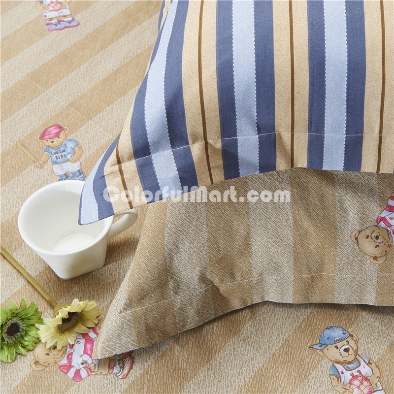 Baseball Bear Blue Bedding Set Teen Bedding Dorm Bedding Bedding Collection Gift Idea - Click Image to Close