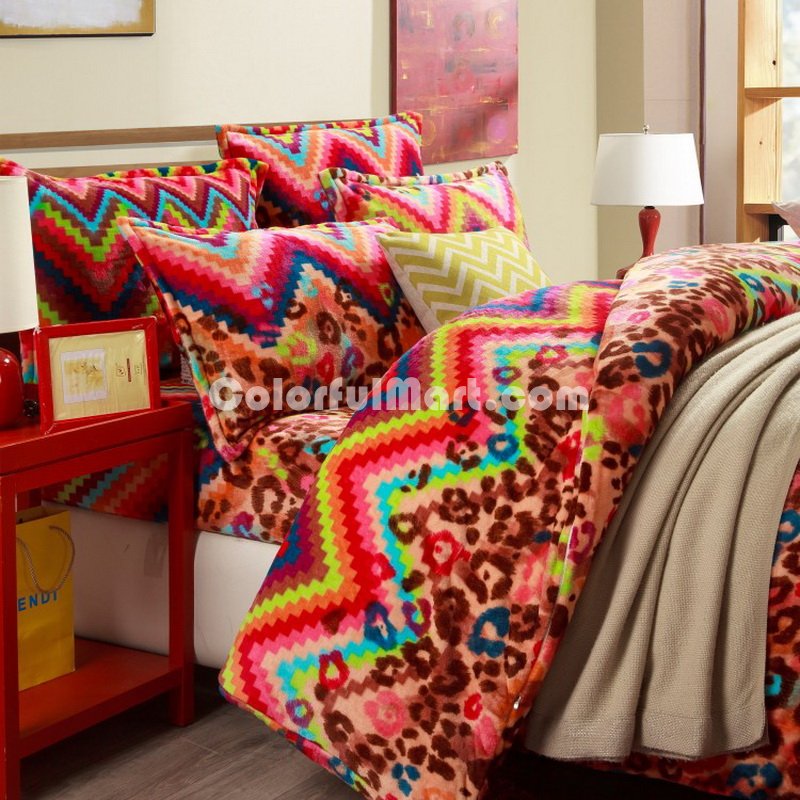 Cheetah Print Leopard Print Coffee Style Bedding Flannel Bedding Girls Bedding - Click Image to Close