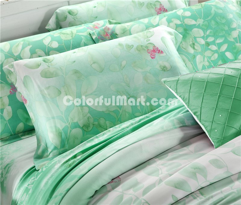 Early Summer Green Bedding Set Girls Bedding Floral Bedding Duvet Cover Pillow Sham Flat Sheet Gift Idea - Click Image to Close