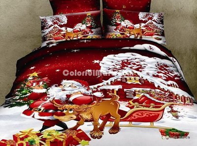Santa Claus Christmas Gift Red Bedding Christmas Bedding Holiday Bedding