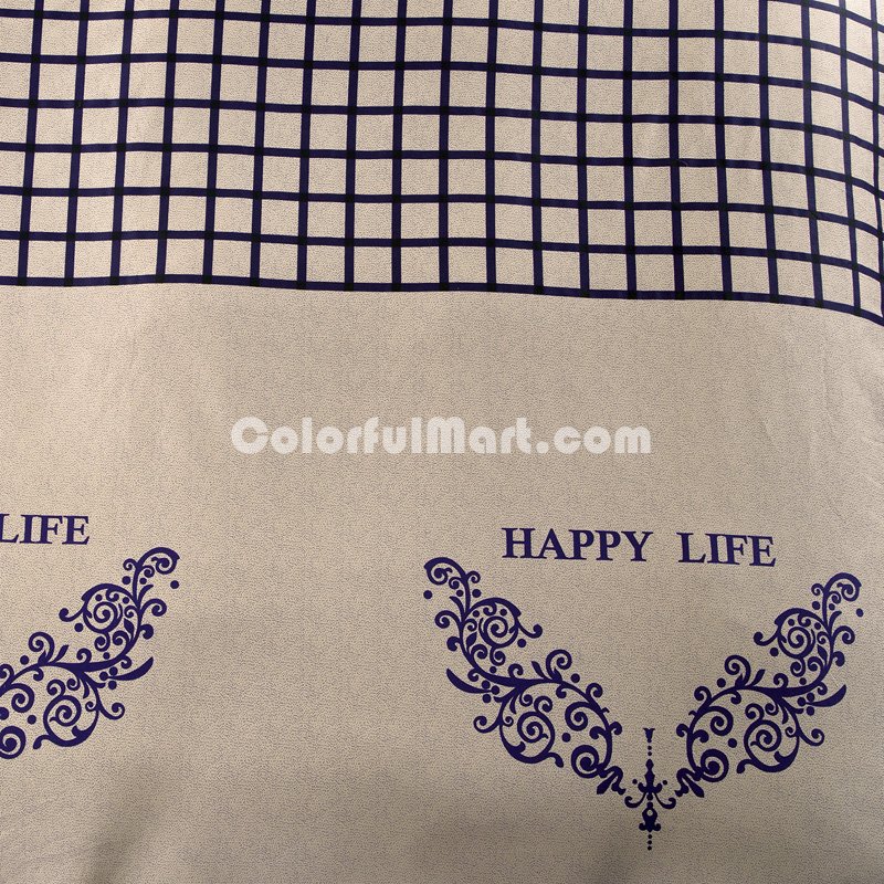 Happy Life Grey 100% Cotton Luxury Bedding Set Kids Bedding Duvet Cover Pillowcases Fitted Sheet - Click Image to Close