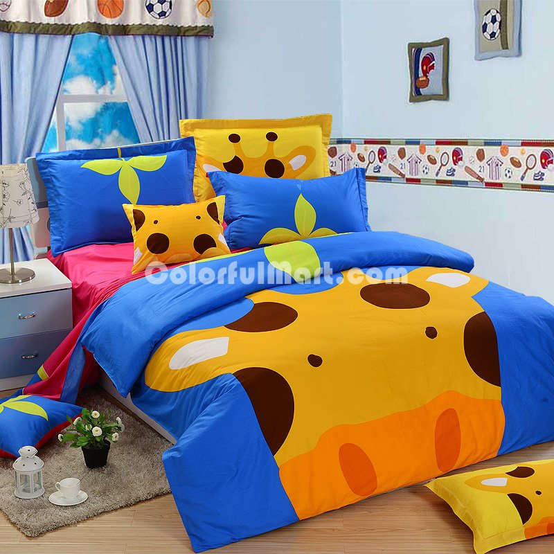 Giraffe Blue Bedding Set Kids Bedding Duvet Cover Set Gift Idea - Click Image to Close
