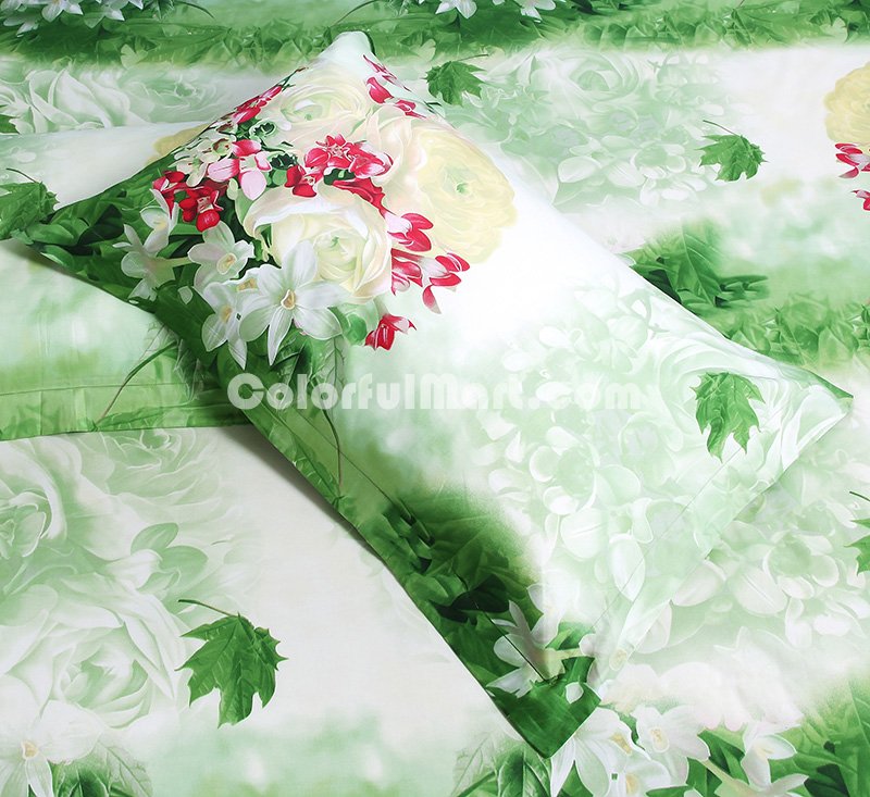 Thyme Green Bedding Sets Duvet Cover Sets Teen Bedding Dorm Bedding 3D Bedding Floral Bedding Gift Ideas - Click Image to Close