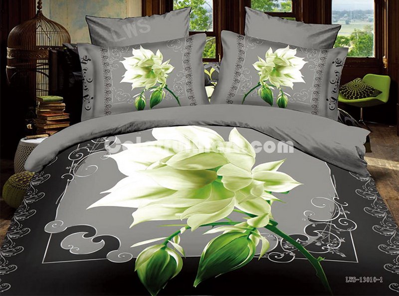 Gardenia Black Bedding 3D Duvet Cover Set - Click Image to Close
