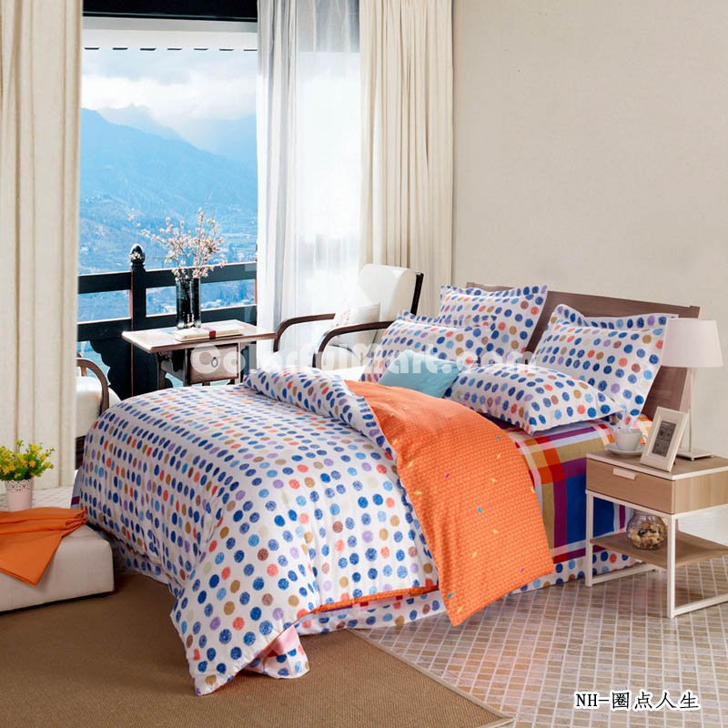 Simple Polka Dots Orange Teen Bedding Modern Bedding - Click Image to Close