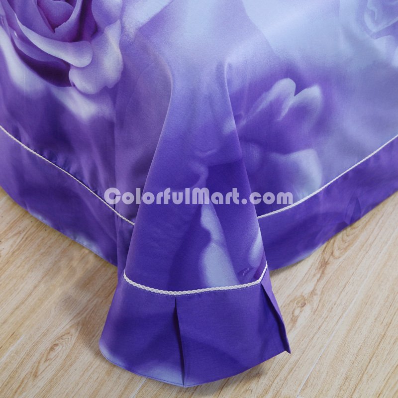 Roses Violet Bedding Sets Duvet Cover Sets Teen Bedding Dorm Bedding 3D Bedding Floral Bedding Gift Ideas - Click Image to Close