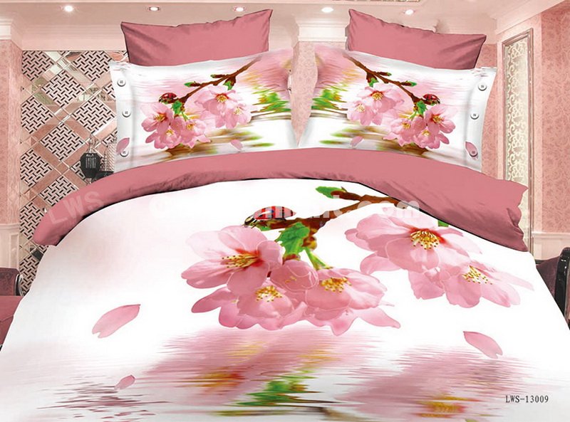 Sakura Pink Bedding 3D Duvet Cover Set - Click Image to Close