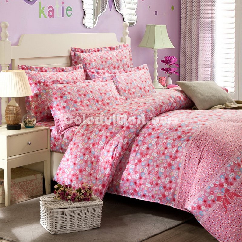 Flower Bowknot Pink Modern Bedding Cheap Bedding - Click Image to Close