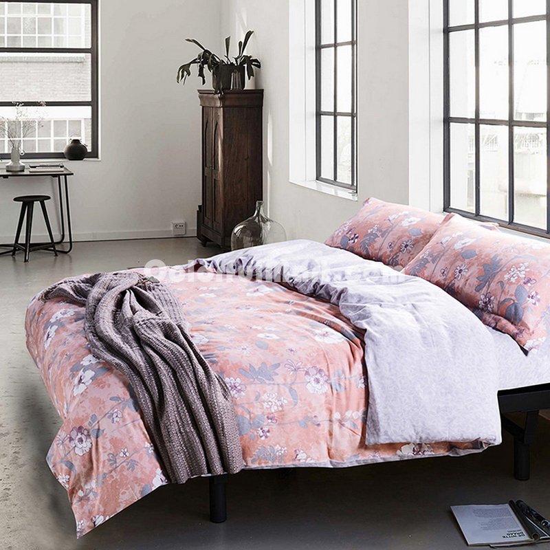 Dreamland Orange Bedding Set Modern Bedding Collection Floral Bedding Stripe And Plaid Bedding Christmas Gift Idea - Click Image to Close