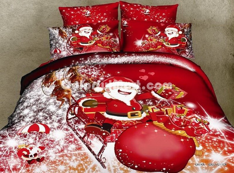Santa Claus Christmas Party Red Bedding Christmas Bedding Holiday Bedding - Click Image to Close
