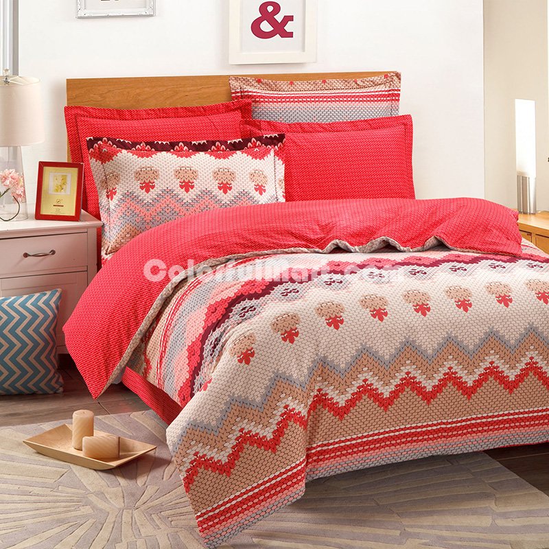 Nicole Red Duvet Cover Set European Bedding Casual Bedding - Click Image to Close
