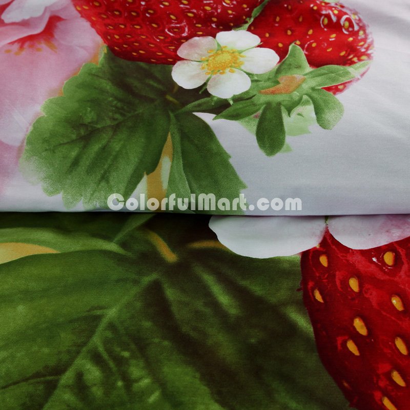 Strawberries Pink Bedding Sets Duvet Cover Sets Teen Bedding Dorm Bedding 3D Bedding Floral Bedding Gift Ideas - Click Image to Close