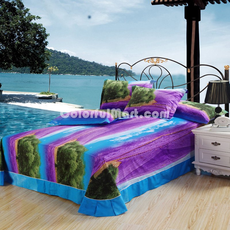 Lavender Fields Purple Bedding Sets Duvet Cover Sets Teen Bedding Dorm Bedding 3D Bedding Landscape Bedding Gift Ideas - Click Image to Close