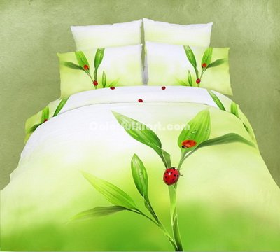 Small Fresh Green Ladybug Bedding Set